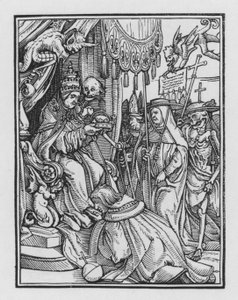 Holbeins Dodendans: De Paus door Hans after Holbein the Younger