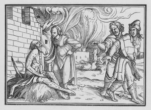 Job berispt zijn vrouw, Job II, 9 door Hans after Holbein the Younger