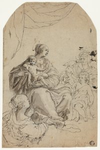Madonna en kind met de heiligen Elizabeth, Johannes en Anne door Hans von Aachen