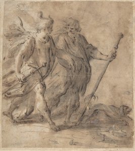 Tobias en de engel door Hans von Aachen