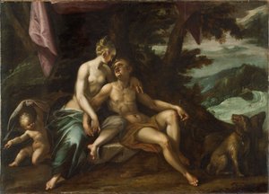 Venus en Adonis door Hans von Aachen