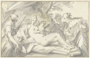 Venus te midden van kunsten en wetenschap door Hans von Aachen
