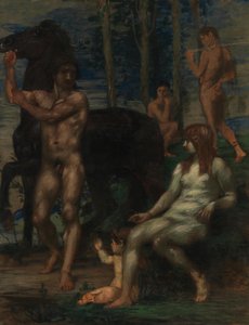 Paardenknecht en nimf door Hans von Marées
