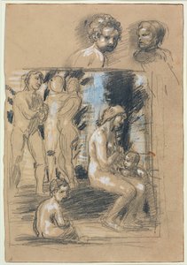 Studie voor de compositie van Lof van de Bescheidenheid door Hans von Marées