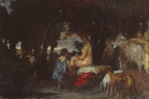 Het bad van Diana, een studie voor De rust van Diana, 1863 door Hans von Marées