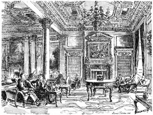 De ledenlounge, RAC-clubhuis, Pall Mall, Londen, 1946 door Hanslip Fletcher