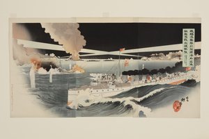 Onze vernietigers vochten fel tegen de vijandelijke schepen buiten Port Arthur en versloegen de vijandelijke vloot bij zonsopgang op 13 april door Harada Kōkyo