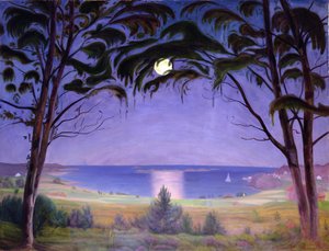 Maanlicht, Nevlunghavn door Harald Oscar Sohlberg