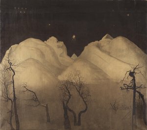 Winteravond in de bergen. studie, 1902-2 door Harald Oscar Sohlberg