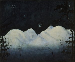 Winternachten in de bergen door Harald Oscar Sohlberg