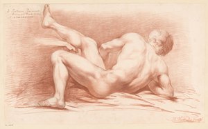 Zittend mannelijk naakt, op de rug gezien (3e prijs 1789) door Harmanus Jansz. Vinkeles