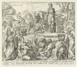 Man sprokkelt hout op de sabbat (De tien geboden) door Harmen Jansz Muller