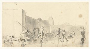 Schaatsers bij de Zijlpoort, Haarlem