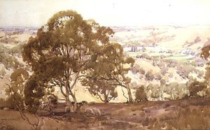 Landschap door Harold Brocklebank Herbert