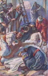 Bij het kruis, illustratie uit Harold Copping Pictures: The Crown Series, ca. 1920s