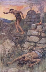 Kaïn en Abel, illustratie uit Pictures That Teach The Crown Series, 1920 door Harold Copping