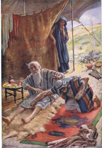 Isaak zegent zijn zoon Jakob, illustratie uit Pictures That Teach The Crown Series, 1920