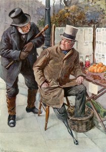 Mr. Boffin en Silas Wegg (kleur litho) door Harold Copping