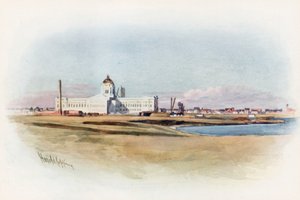 Regina, Saskatchewan, het nieuwe parlementsgebouw in aanbouw door Harold Copping