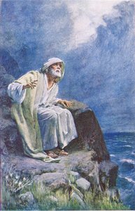 St. Johannes op het eiland Patmos, illustratie uit Harold Copping Pictures: The Crown Series