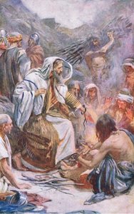 St. Paulus op Melita, illustratie uit Harold Copping Pictures: The Crown Series, ca. 1920s door Harold Copping