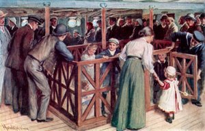 De zandbak voor kinderen tussen dekken op de SS Empress of Britain