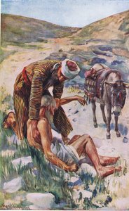 De barmhartige Samaritaan, illustratie uit Harold Copping Pictures: The Crown Series, ca. 1920