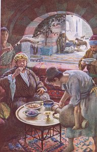 De rijke man en Lazarus, illustratie uit Harold Copping Pictures: The Crown Series, ca. 1920s door Harold Copping
