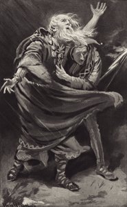 Op een heide, blootgesteld aan de woede van de storm in een donkere nacht, dwaalde koning Lear rond