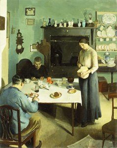 Een maaltijd in de keuken door Harold Harvey