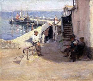 Straatscène in Newlyn