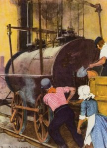 De Vrouw van een Machinist helpt duwen