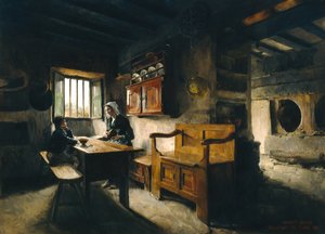 Boerderij interieur Bretagne (olie) door Harriet Backer