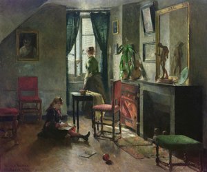 Interieur met figuren