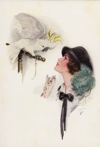Een paashoed (kleurenlitho) door Harrison Fisher
