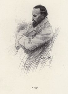 Portret van een zittende man (litho) door Harrison Fisher