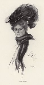 Portret van een vrouw met een grote hoed