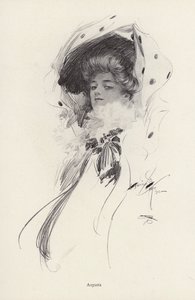 Portret van een vrouw genaamd Augusta (litho) door Harrison Fisher