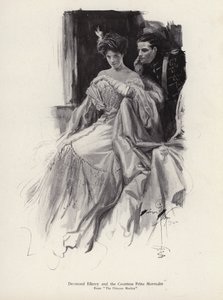 Twee personages, Desmond Ellery en de gravin Frina Mavrodin uit de roman The Princess Moritza, door Percy Brebner door Harrison Fisher