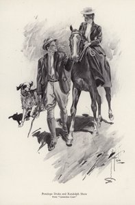 Twee personages, Penelope Drake en Randolph Shaw uit de roman, Cowardice Court, door George Barr McCutcheon (litho) door Harrison Fisher