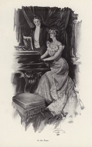 Vrouw die zingt aan de piano