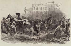 De Paardenmarkt in Smithfield door Harrison William Weir