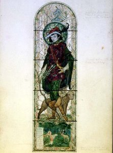 Ontwerp voor een enkel lichtvenster met de figuur van St. Hubert door Harry Clarke