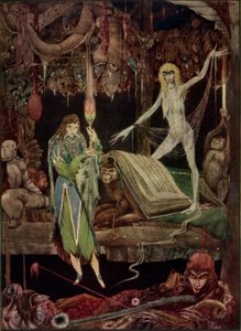 "Ik denk, een miljoen dwazen in koor / zijn aan het razen en zullen nooit moe worden", illustratie uit Faust door Goethe, vertaald door John Anster door Harry Clarke