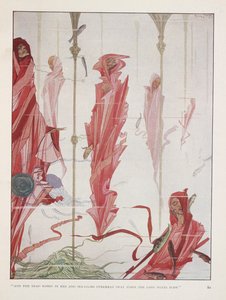 De stervende patriot. "En de doden gehuld in rood en zeelelies boven hun hoofd zwaaien wanneer de lange winden waaien" door Harry Clarke