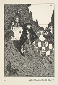 De tuin van het paradijs. Ze nam de prins bij de hand en leidde hem naar haar paleis. door Harry Clarke