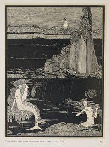 Bijna! "Helemaal alleen, die rotsen te midden - op een nacht was ik er bijna!" Drie zeemeerminnen door Harry Clarke