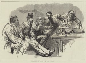 Een moeilijk punt, een schets in het Lagerhuis door Harry Furniss