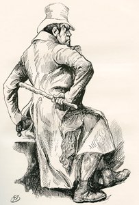 Bill Sikes. Illustratie door Harry Furniss voor de Charles Dickens roman Oliver Twist, uit The Testimonial Edition, gepubliceerd 1910. door Harry Furniss