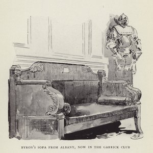 Byrons sofa uit Albany, nu in de Garrick Club door Harry Furniss